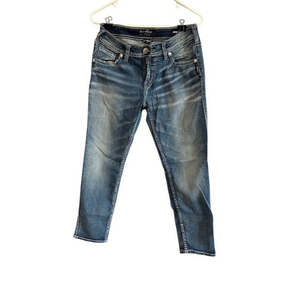 Silver Jeans Co Boyfriend Super Stretch Jeans Indigo Blue Denim Jeans W28 L25